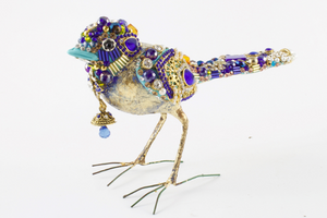 Model of blue bird covered in jewels A Treasury of Birds at Barnstaple Museum
