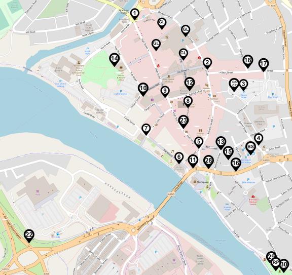 Barnstaple CCTV locations and cameras numbered