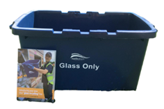 Blue recycling box used for glass