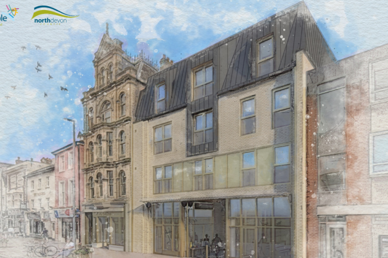 Watercolour effect artist impression of 36/7 Boutport Street