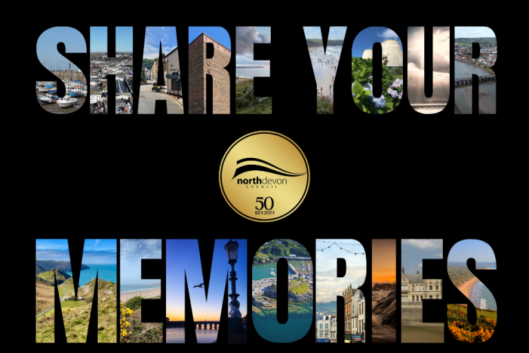 Graphic with words "Share your memories" and 50th anniversary logo