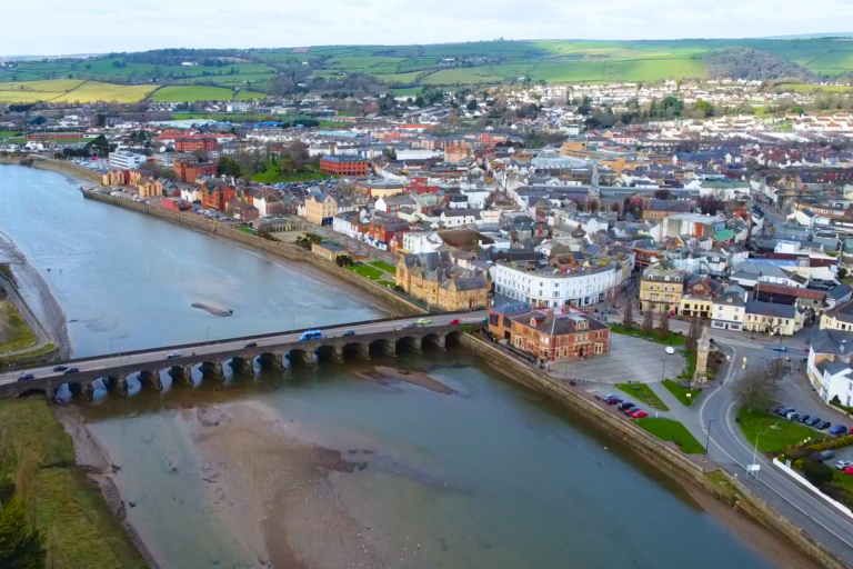 Aerial shot of Barnstaple