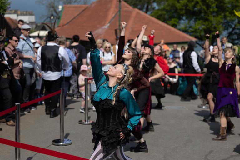 People dancing at outdoor event