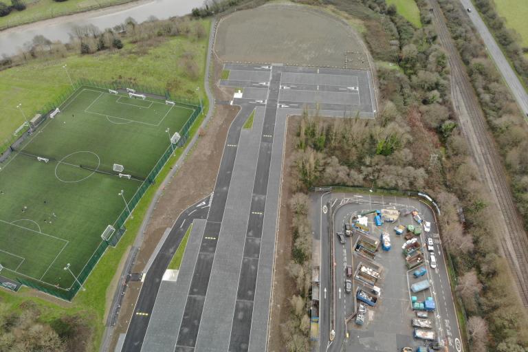 Aerial view of the new Seven Brethren car park